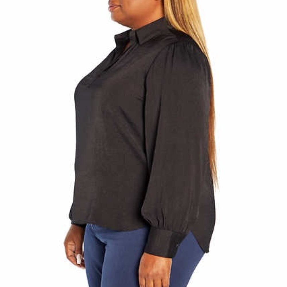 NWT! Banana Republic Women's Black Satin Long Sleeve Blouse - Size XL - Picture 9 of 15